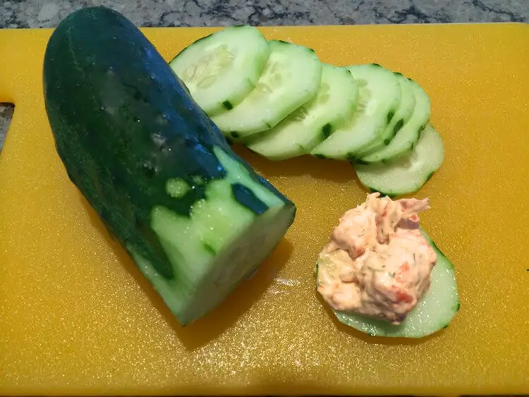 Pair salmon dip with cucumber slices