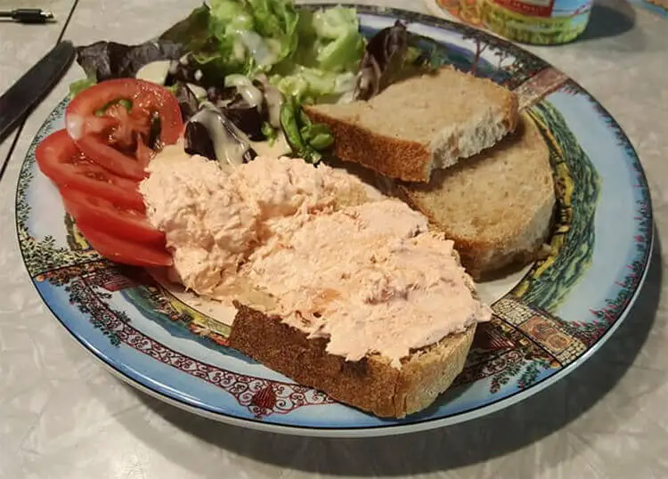 Serve salmon dip with some chopped tomatoes