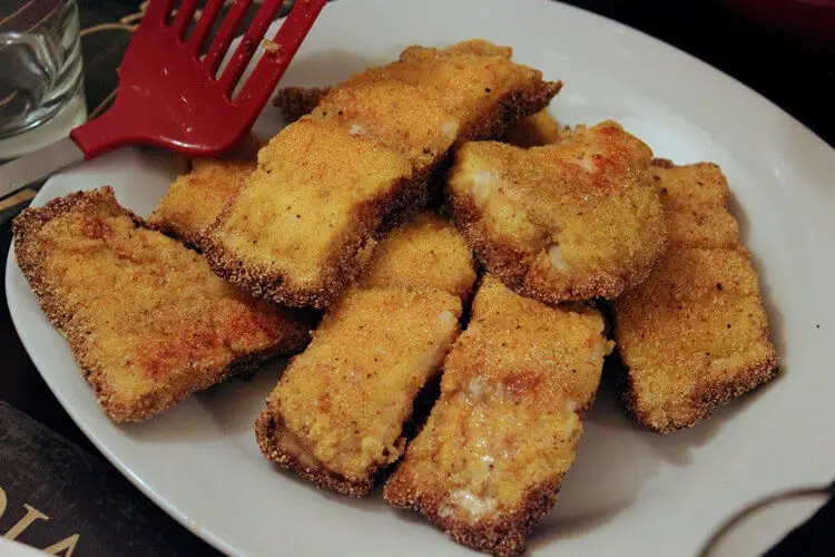 Fried catfish with the skin and cornmeal