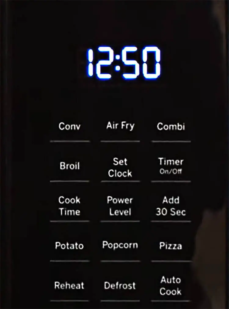 Preset controls on the Ge 3-In-1 Countertop Microwave Oven